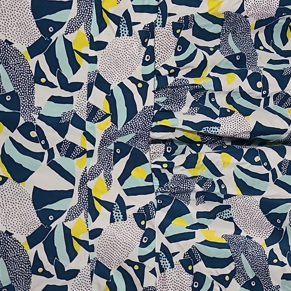 Lands' End Blue and Yellow Leaf Print Midi Dress - Picture 5 of 5